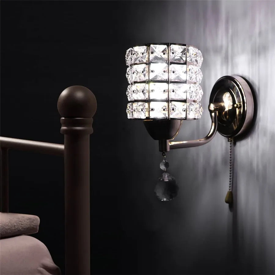 Luxury Crystal Bedside Wall Light Fixture - Elegant Home Decor