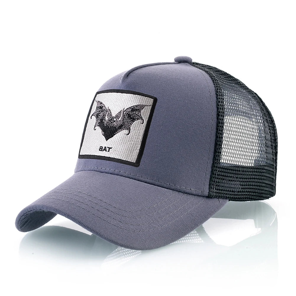 Bat Embroidery Baseball Cap - Premium Snapback Trucker Hat