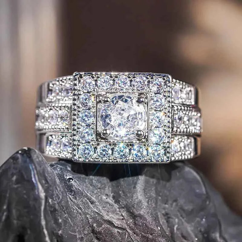 T0785 Princess Cut Diamond Ring White Gold Women's Engagement Natural D Color Diamond Center Stone