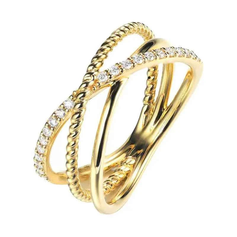Yellow gold diamond ring - round brilliant cut natural G color diamond on elegant band