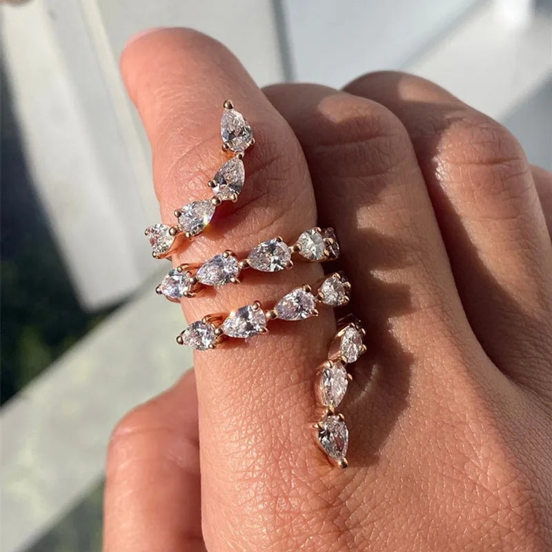 Pear Cubic Zirconia Eternity Band - Elegant Prong Setting Ring