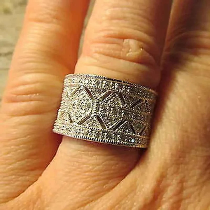 White gold diamond ring - round brilliant cut natural G color classic wedding band on white background