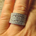 White gold diamond ring - round brilliant cut natural G color classic wedding band on white background