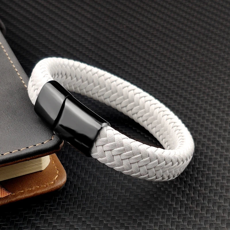 Premium Braided Leather Bracelet with Magnetic Clasp