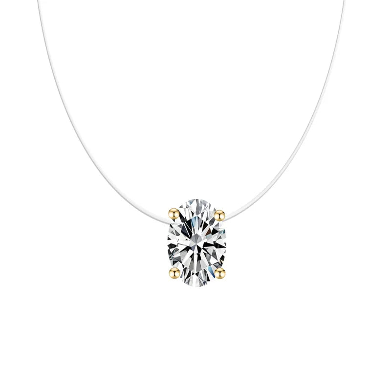 Elegant Oval Zircon Necklace - Invisible Transparent Choker