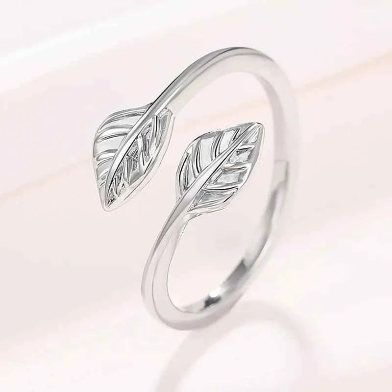 T0172 Leaf Design 925 Silver Plated Ring Classic Unisex Fashion Jewelry Gift For Women Men