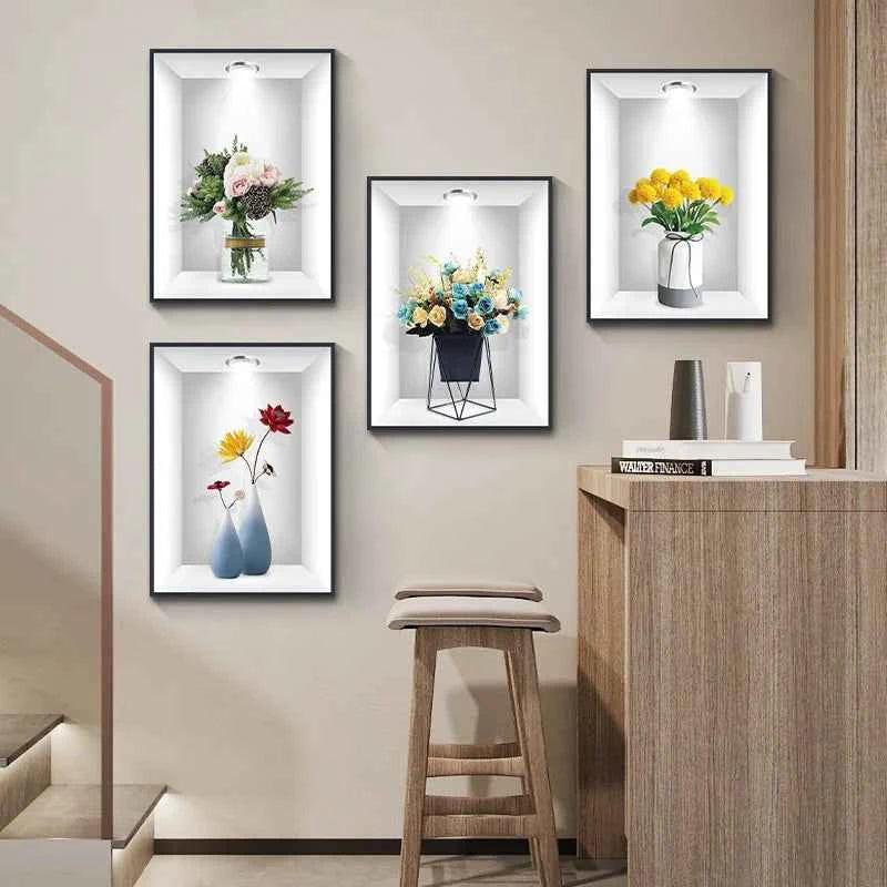 Art Deco Floral Wall Stickers for a Stylish Botanical Living Room Decor - Tulique