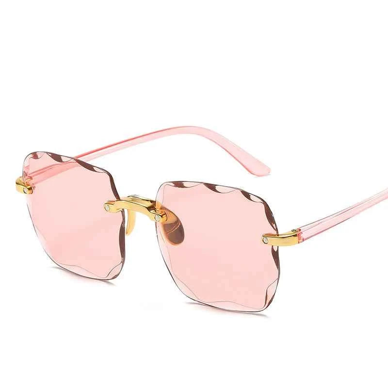 Luxury Square Rimless Sunglasses - UV400 Designer Shades