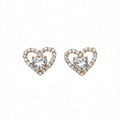Gold heart stud earrings - heart-shaped crystal earrings with 18k gold filled finish