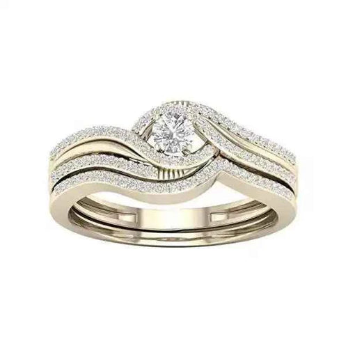 Elegant Diamond Rings - Sparkling Wave Design Engagement Set