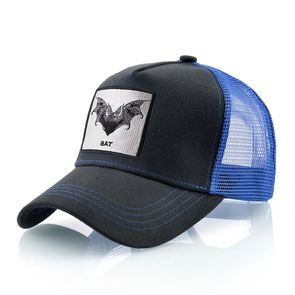 Bat Embroidery Baseball Cap - Premium Snapback Trucker Hat