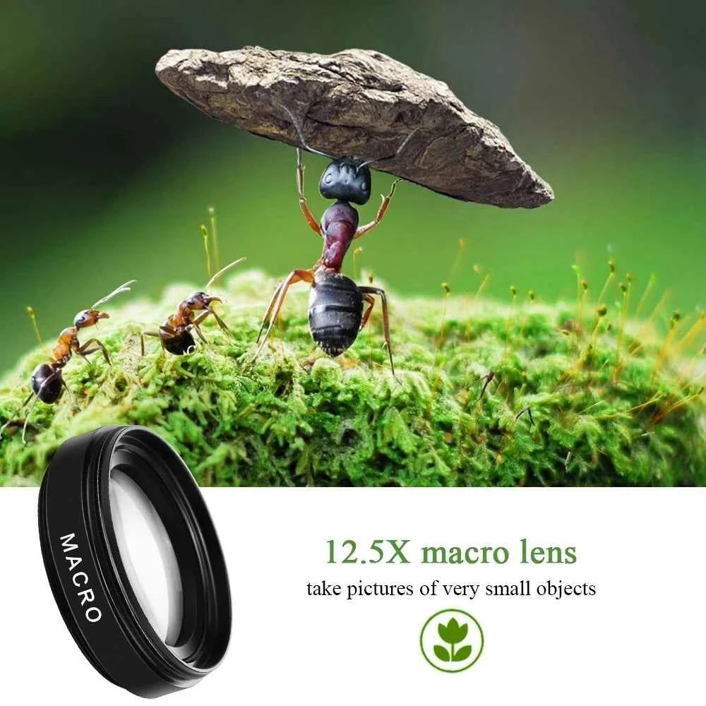 Universal Mobile Phone Lens - 0.45X Wide Angle & 12.5X Macro HD