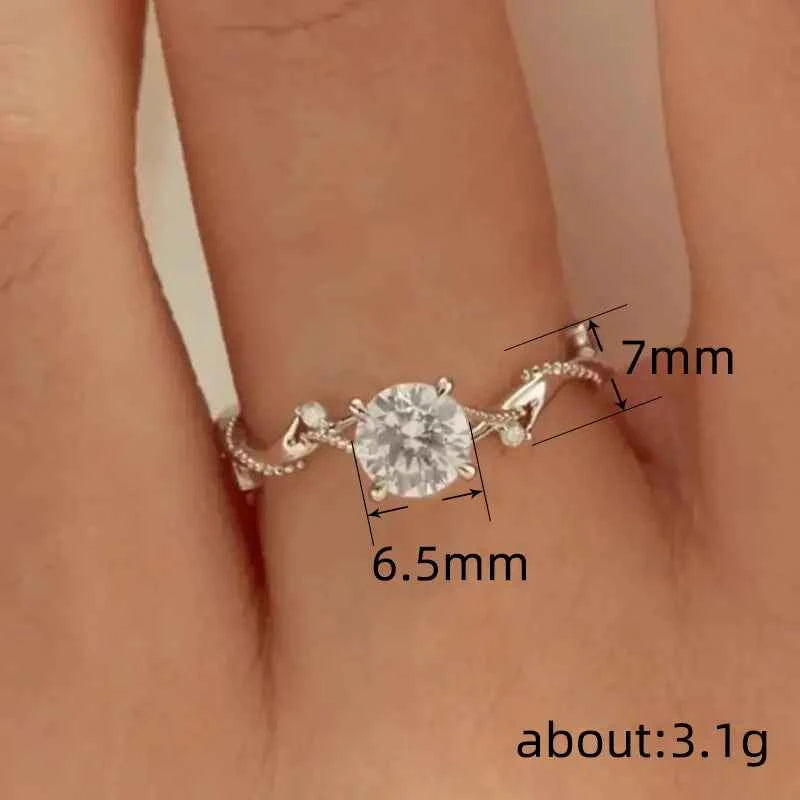 H363 Diamond Ring White Gold Round Brilliant Cut Natural Diamond Engagement Women's Jewelry G Color Side Stones
