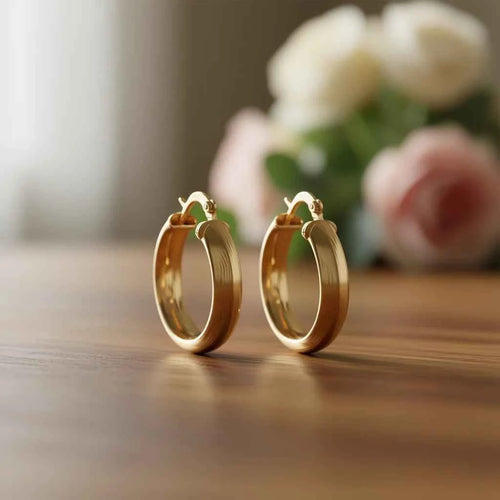 Golden Hoop Earrings 18K Gold Plated Zinc Alloy Classic Style Unisex Fashion Jewelry