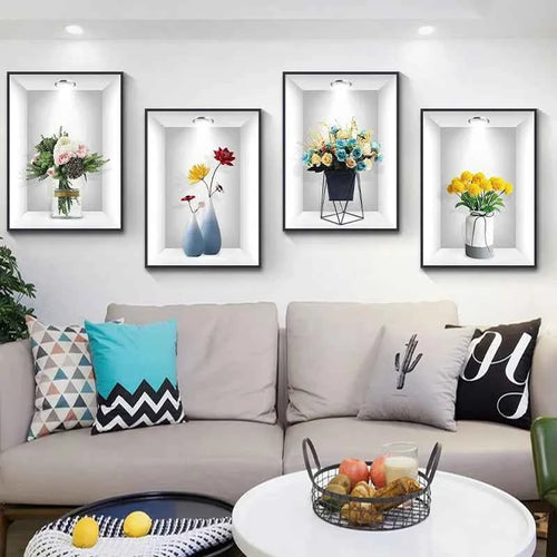 Art Deco Floral Wall Stickers for a Stylish Botanical Living Room Decor - Tulique