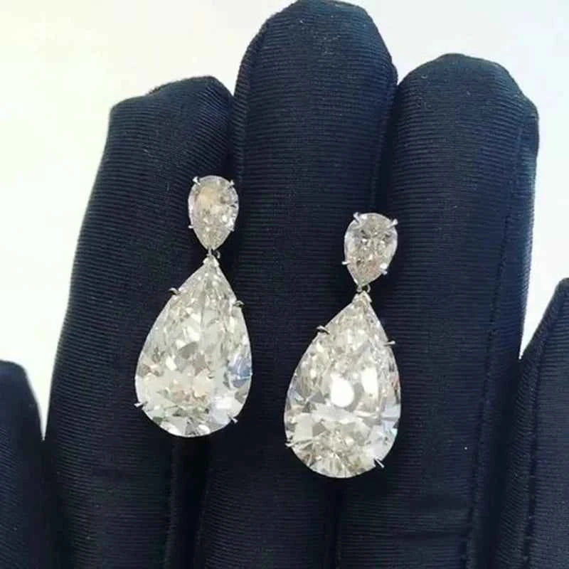 Elegant Crystal Teardrop Dangle Earrings - Luxury Wedding Jewelry