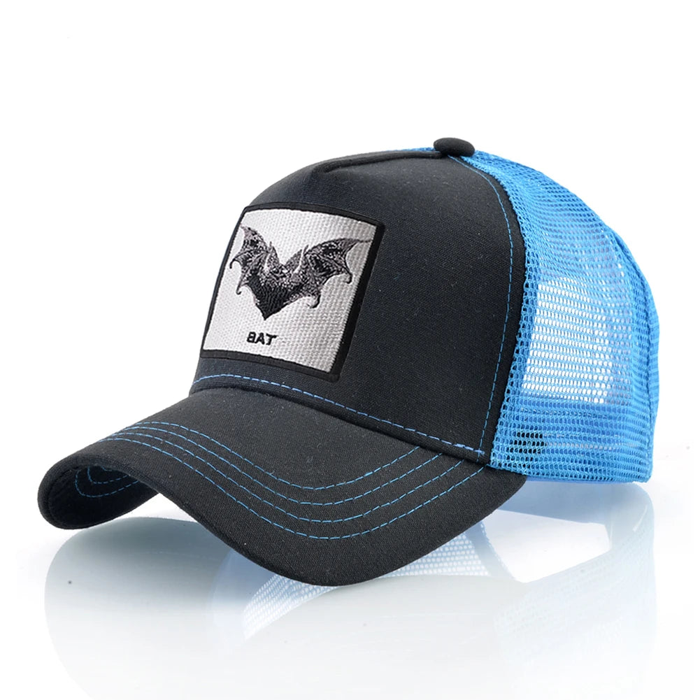 Bat Embroidery Baseball Cap - Premium Snapback Trucker Hat