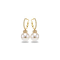 Cultured pearl hoop earrings - elegant white pearl on 18K gold plated hoop earring for women