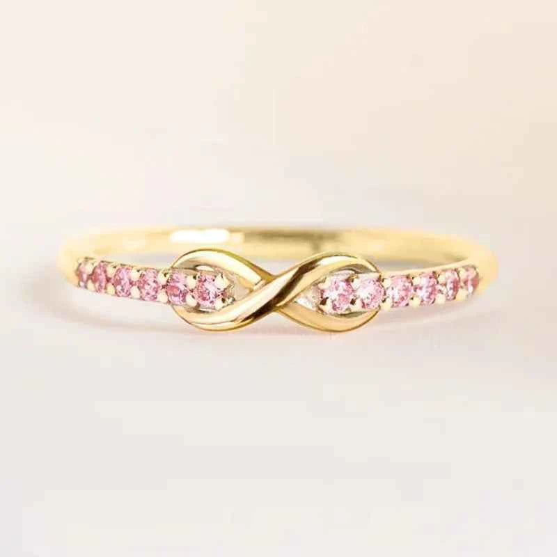 Q338 Infinity Moissanite Eternity Band Women's Engagement Ring Rose Gold Round Brilliant Cut Channel Setting