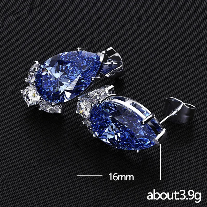Elegant Water Drop Crystal Earrings - 925 Silver Claw Setting