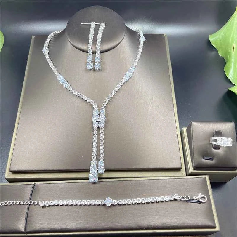 Elegant Crystal Tassel Wedding Jewelry Set - Silver & Gold