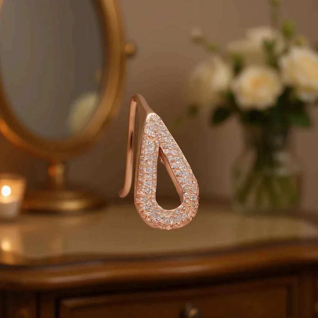 E1819 Rose Gold Water Drop Crystal Earrings Micro Insert Luxury Women's Drop Earrings Everyday Wear