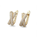 Natural diamond earrings - 18K solid white gold round brilliant cut studs on white background