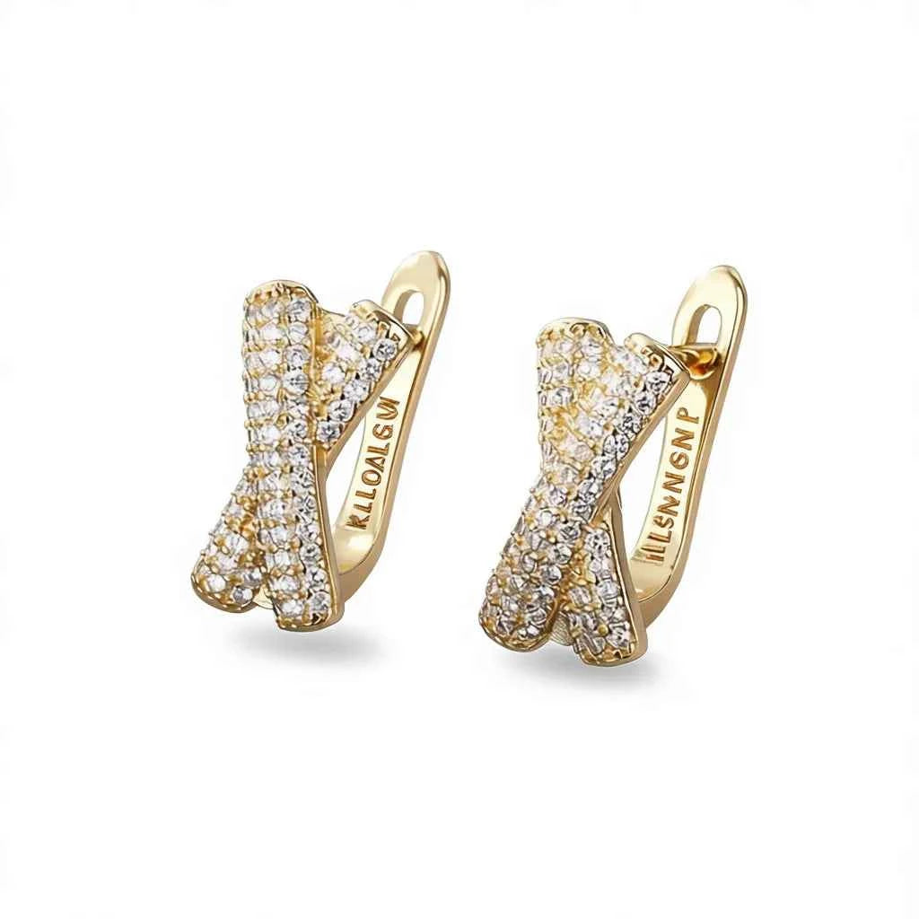 Natural diamond earrings - 18K solid white gold round brilliant cut studs on white background