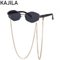 Luxury Hexagon Sunglasses with Chain - Designer Shades