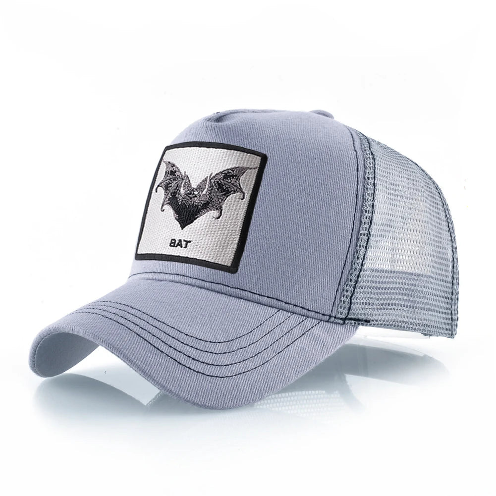 Bat Embroidery Baseball Cap - Premium Snapback Trucker Hat