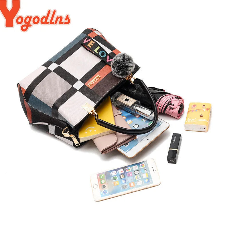 Luxury Plaid Shoulder Bag - Elegant Designer Messenger & Tote