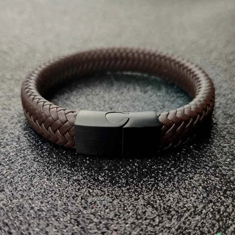 Premium Braided Leather Bracelet with Magnetic Clasp