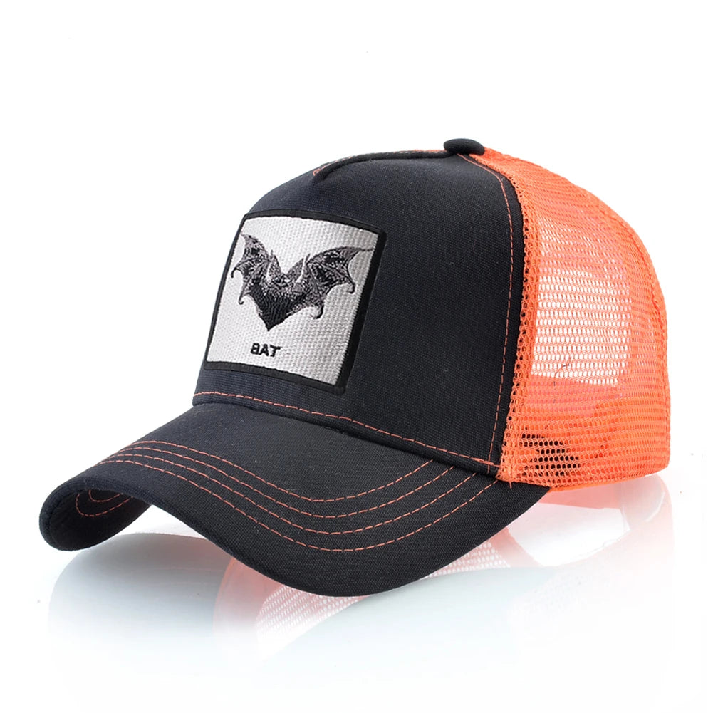 Bat Embroidery Baseball Cap - Premium Snapback Trucker Hat