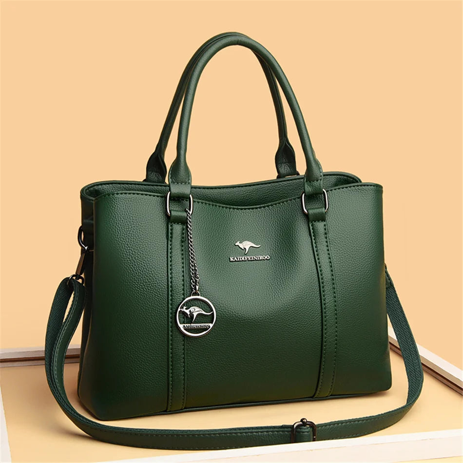 Luxury Leather Shoulder Bag - Elegant Crossbody Tote