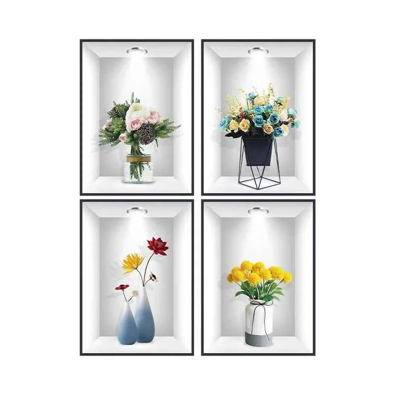 Art Deco Floral Wall Stickers for a Stylish Botanical Living Room Decor - Tulique