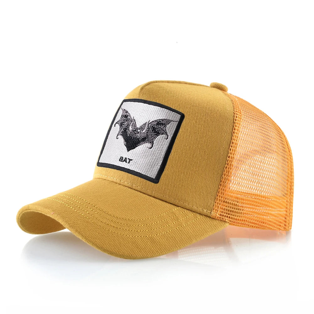 Bat Embroidery Baseball Cap - Premium Snapback Trucker Hat