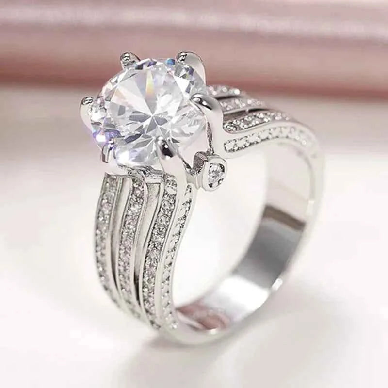 F1553 Women's 22k Gold Plated Diamond Ring Round Brilliant Cut Synthetic Lab Grown Engagement Jewelry