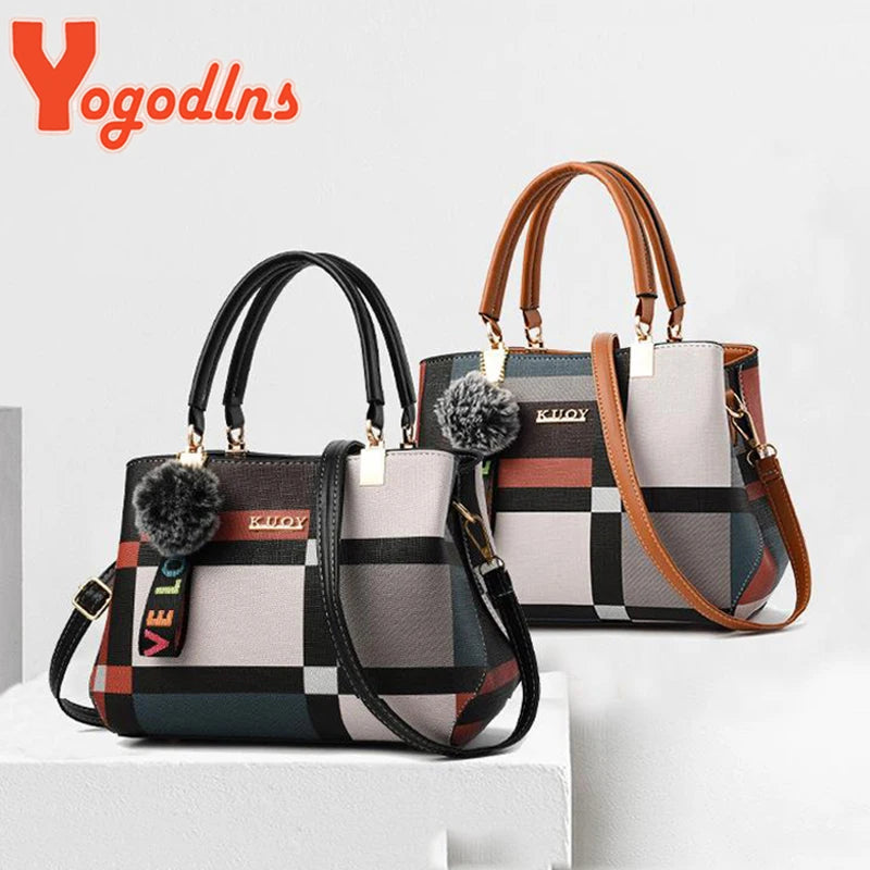 Luxury Plaid Shoulder Bag - Elegant Designer Messenger & Tote