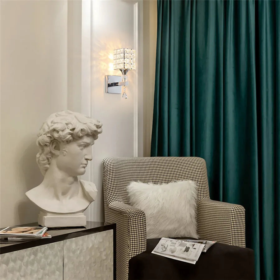 Luxury Crystal Bedside Wall Light Fixture - Elegant Home Decor