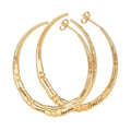 Gold hoop earrings for women - 18K gold plated with engraved names on shiny finish
