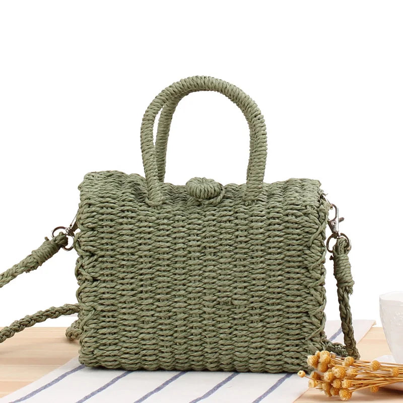 Elegant Straw Beach Bag - Handmade Bohemian Tote