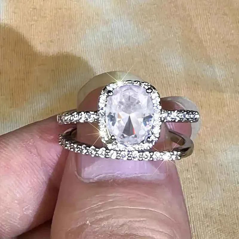 T0371 Women's White Gold Engagement Ring Cushion Cut Natural Diamond G Color Halo Setting