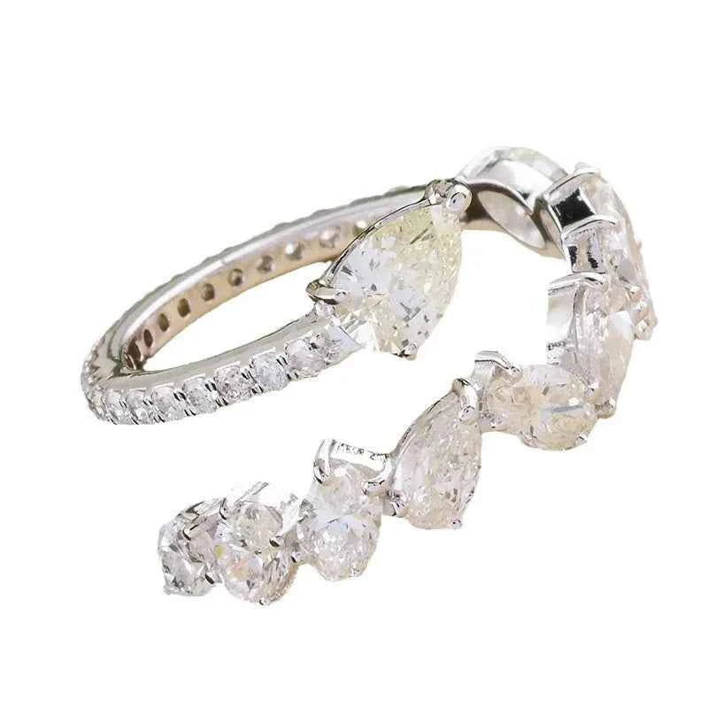 T0060 White Gold Diamond Ring Pear Cut Natural G Color Women's Engagement Jewelry