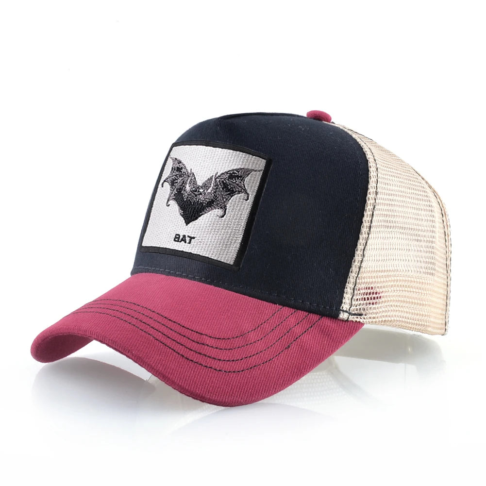 Bat Embroidery Baseball Cap - Premium Snapback Trucker Hat