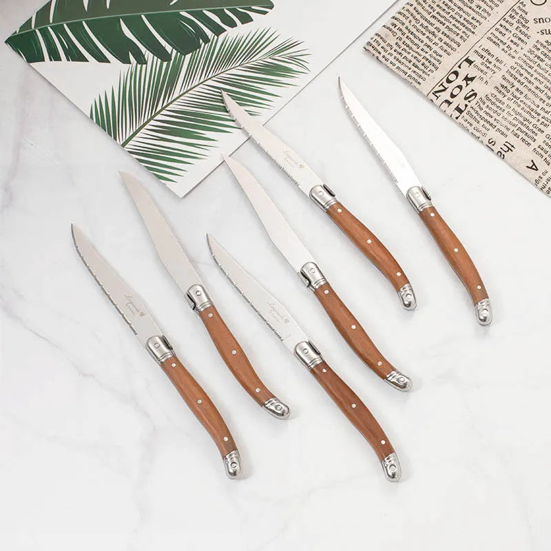 Luxury Laguiole Cutlery Set - Rose Wood Handle Dinnerware