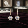 E1806 Gold Diamond Earrings with Side Stones Brilliant Cut G Color Natural Diamonds Classic Women's Wedding Jewelry