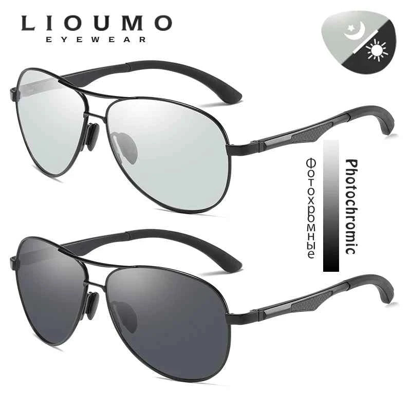 Classic Pilot Photochromic Sunglasses - Polarized Anti-Glare