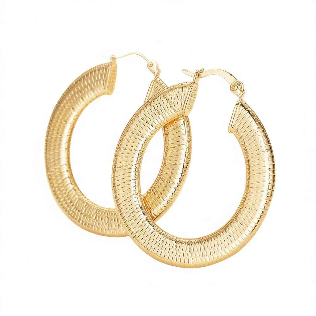 Large gold hoop earrings - 18K gold plated classic round hoops for women