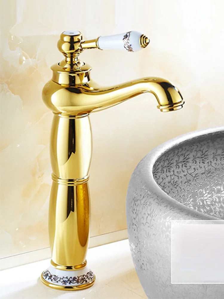 Elegant Modern Gold Basin Faucet - Single Handle Brass