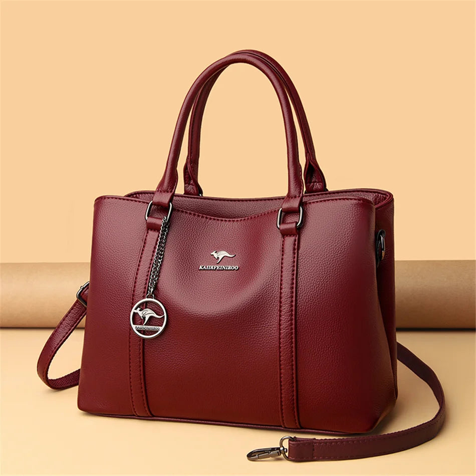 Luxury Leather Shoulder Bag - Elegant Crossbody Tote